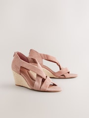 Pink Forever Comfort® Premium Leather With Motionflex Soft Twist Espadrille Wedges - Image 5 of 9