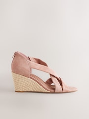 Pink Forever Comfort® Premium Leather With Motionflex Soft Twist Espadrille Wedges - Image 6 of 9