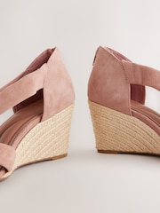 Pink Forever Comfort® Premium Leather With Motionflex Soft Twist Espadrille Wedges - Image 7 of 9