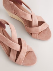 Pink Forever Comfort® Premium Leather With Motionflex Soft Twist Espadrille Wedges - Image 9 of 9