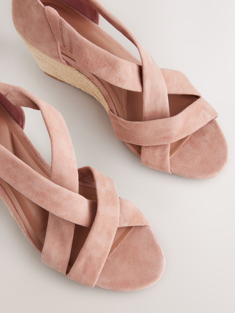 Pink Forever Comfort® Premium Leather With Motionflex Soft Twist Espadrille Wedges - Image 9 of 9