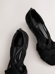 Black Forever Comfort® Premium Leather With Motionflex Soft Twist Espadrille Wedges - Image 10 of 10
