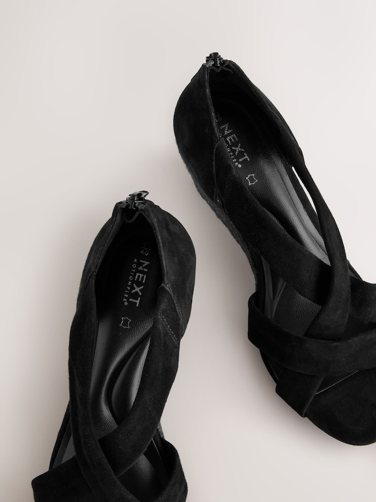 Black Forever Comfort® Premium Leather With Motionflex Soft Twist Espadrille Wedges - Image 10 of 10