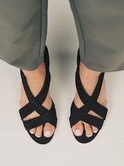 Black Forever Comfort® Premium Leather With Motionflex Soft Twist Espadrille Wedges - Image 3 of 10