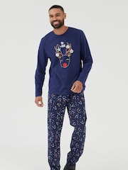 Society 8 Blue Mens Deer Family Pyjamas - Image 1 of 4