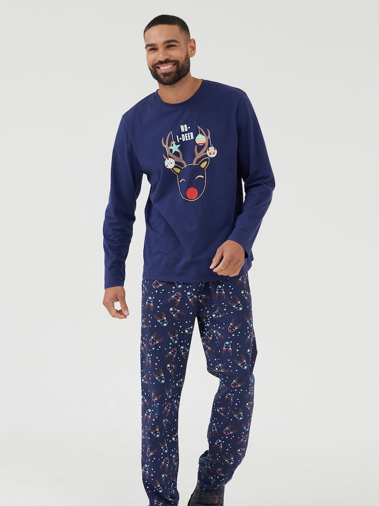 Society 8 Blue Mens Deer Family Pyjamas - Image 1 of 4