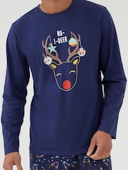 Society 8 Blue Mens Deer Family Pyjamas - Image 3 of 4