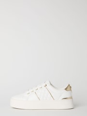 Lipsy White Wide Fit Flat Chunky Flatform Stripe Lace Up Trainers - Image 6 of 6