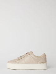 Lipsy Nude Standard Fit Flat Chunky Flatform Stripe Lace Up Trainers - Image 5 of 5