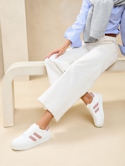 Lipsy Blush Pink Flat Chunky Flatform Lace Up Stripe Faux Leather Trainers - Image 3 of 5