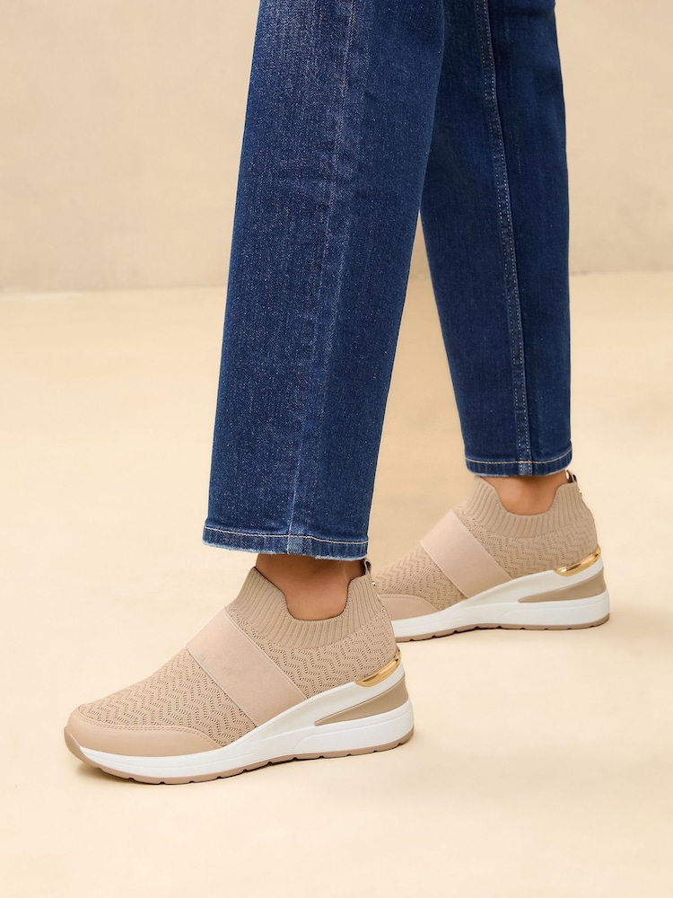Lipsy Neutral Chunky Wedge Pull On Runner Trainers - Image 2 of 5