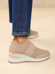 Lipsy Neutral Chunky Wedge Pull On Runner Trainers - Image 3 of 5