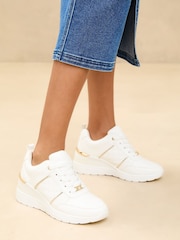 Lipsy White Chunky Wedge Pull On Runner Trainers - Image 1 of 5