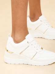 Lipsy White Chunky Wedge Pull On Runner Trainers - Image 2 of 5