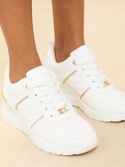 Lipsy White Chunky Wedge Pull On Runner Trainers - Image 3 of 5