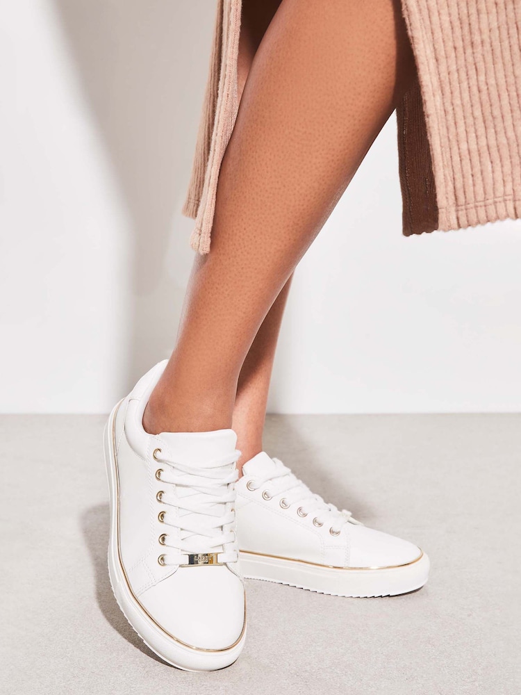 Lipsy Flat Chunky Lace Up Faux Leather Trainers - Image 2 of 5 Lipsy Flat Chunky Lace Up Faux Leather Trainers - Image 2 of 5