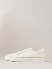 Lipsy White Wide Fit Flat Chunky Lace Up Faux Leather Trainers - Image 5 of 5
