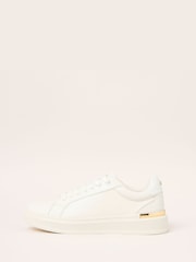 Lipsy White Flat Chunky Lace Up Metal Clip Faux Leather Trainer - Image 5 of 5