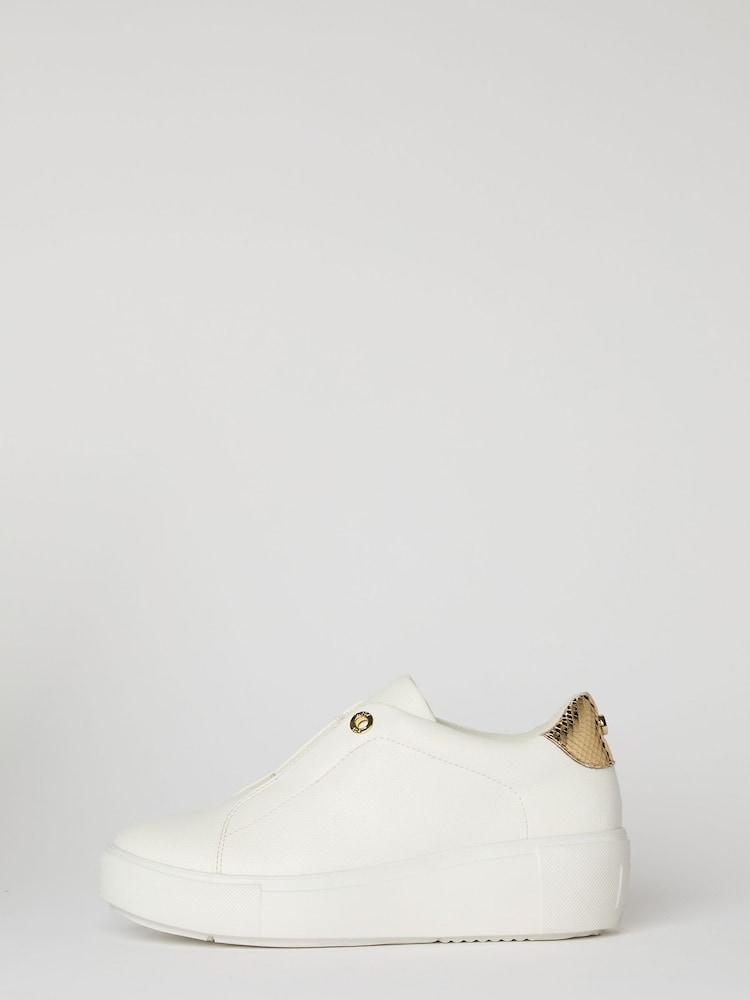 Lipsy White Chunky Pull On Flatform Trainers - Image 5 of 5