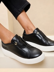 Lipsy Black Chunky Pull On Flatform Trainers - Image 1 of 5