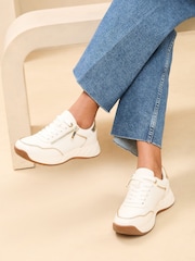 Lipsy White Flat Chunky Quilted Runner Outsole Side Zip Knit Trainers - Image 1 of 5