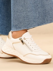 Lipsy White Flat Chunky Quilted Runner Outsole Side Zip Knit Trainers - Image 3 of 5