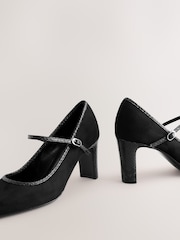 Black Extra Wide Fit Forever Comfort® Round Toe Mary Jane Block Court Shoes - Image 4 of 6