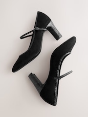 Black Extra Wide Fit Forever Comfort® Round Toe Mary Jane Block Court Shoes - Image 6 of 6