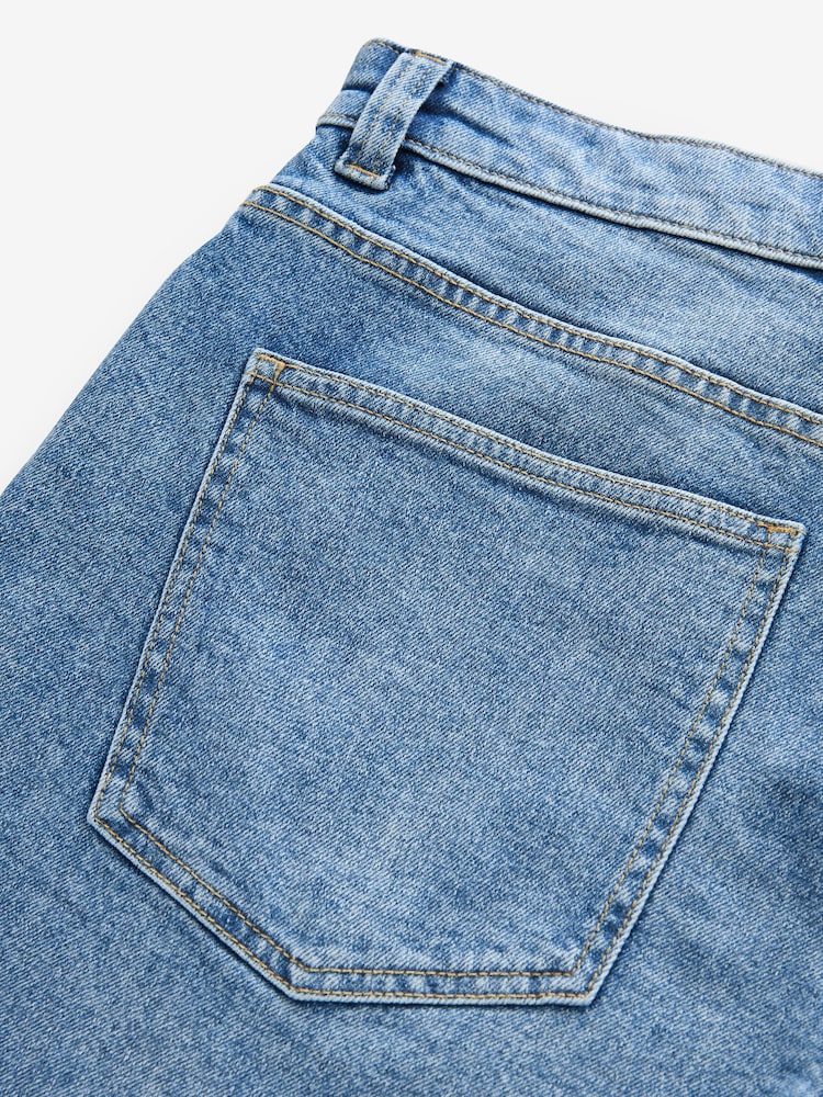 Light Blue Straight Fit Stretch Denim Shorts - Image 8 of 9