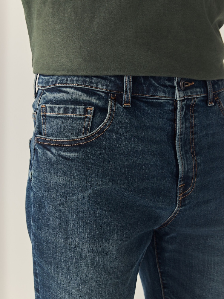 Dark Wash Shorts Slim Fit Stretch Denim Shorts - Image 4 of 9