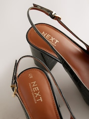 Black Extra Wide Fit Forever Comfort® Square Toe Hardware Slingback Block Heels - Image 10 of 10