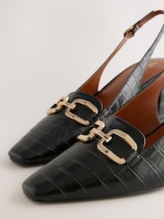 Black Extra Wide Fit Forever Comfort® Square Toe Hardware Slingback Block Heels - Image 9 of 10