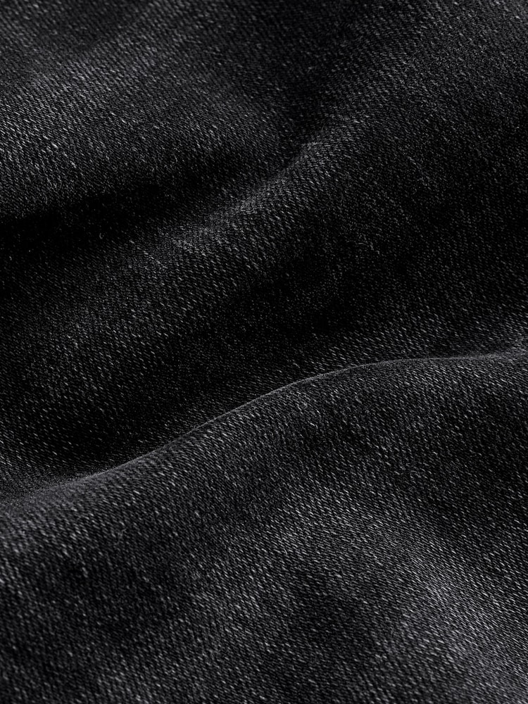 Black Straight Fit Stretch Denim Shorts - Image 6 of 9