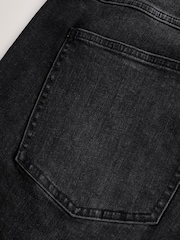 Black Straight Fit Stretch Denim Shorts - Image 8 of 9