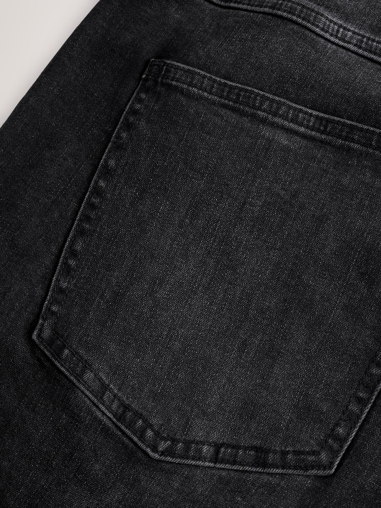 Black Straight Fit Stretch Denim Shorts - Image 8 of 9