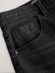 Black Straight Fit Stretch Denim Shorts - Image 9 of 9