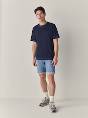 Light Blue Slim Fit Stretch Denim Shorts - Image 2 of 9