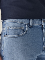 Light Blue Slim Fit Stretch Denim Shorts - Image 4 of 9
