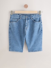 Light Blue Slim Fit Stretch Denim Shorts - Image 5 of 9