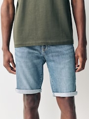 Mid Blue Comfort Stretch Denim Shorts - Image 1 of 9