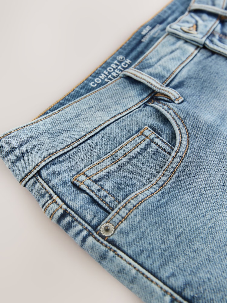 Mid Blue Comfort Stretch Denim Shorts - Image 3 of 9
