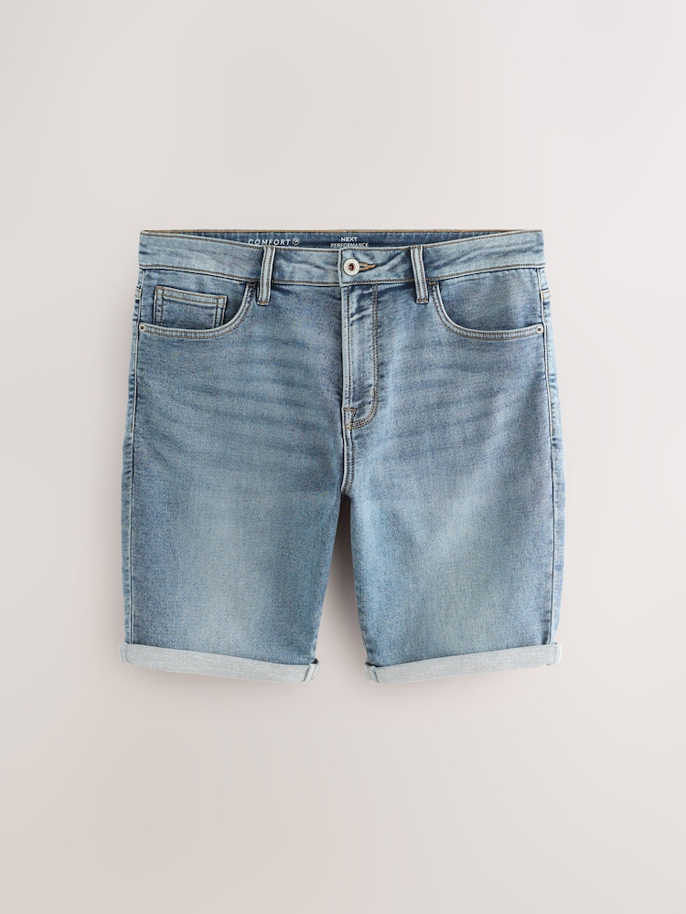 Mid Blue Comfort Stretch Denim Shorts - Image 4 of 9