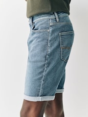 Mid Blue Comfort Stretch Denim Shorts - Image 7 of 9