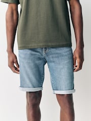 Mid Blue Comfort Stretch Denim Shorts - Image 8 of 9