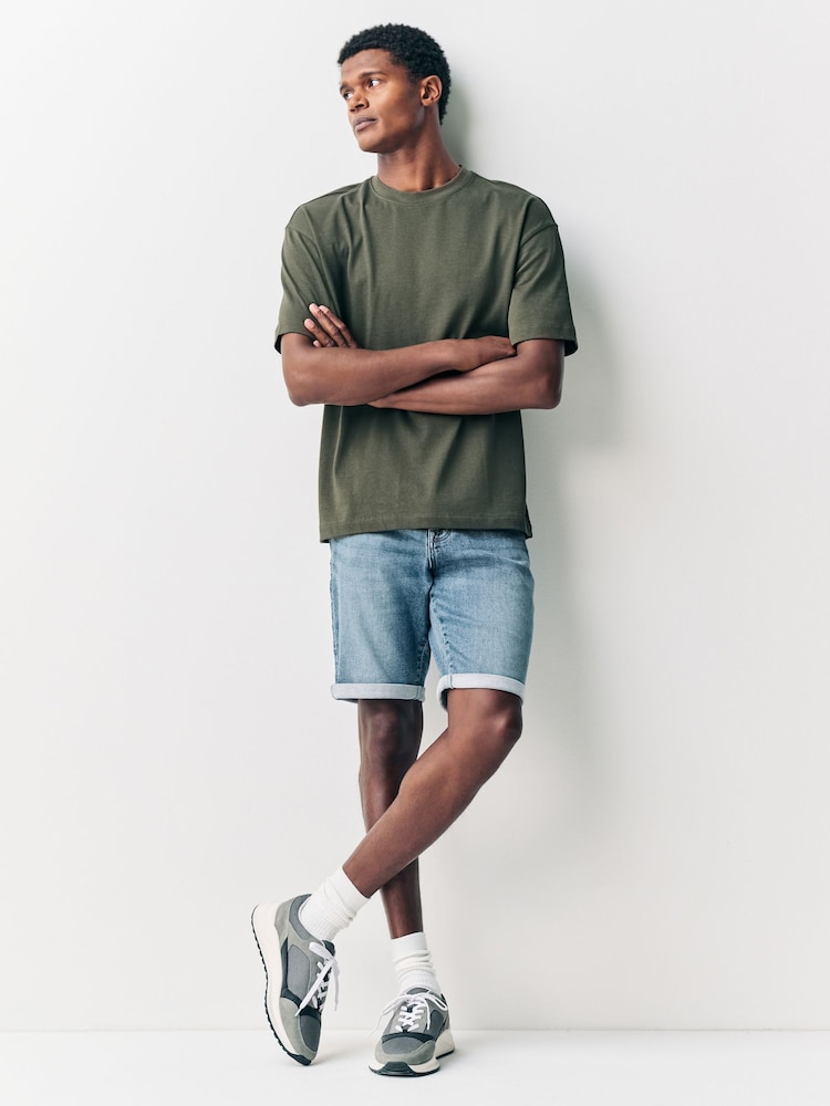 Mid Blue Comfort Stretch Denim Shorts - Image 9 of 9