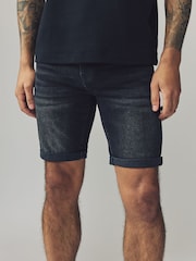 Negro - Corte ajustado - Pantalones cortos de denim elástico - Imagen 1 de 9