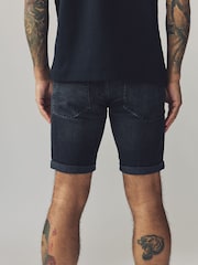 Negro - Corte ajustado - Pantalones cortos de denim elástico - Imagen 2 de 9
