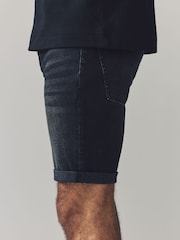 Negro - Corte ajustado - Pantalones cortos de denim elástico - Imagen 3 de 9
