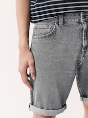 Grey Straight Fit Stretch Denim Shorts - Image 3 of 8