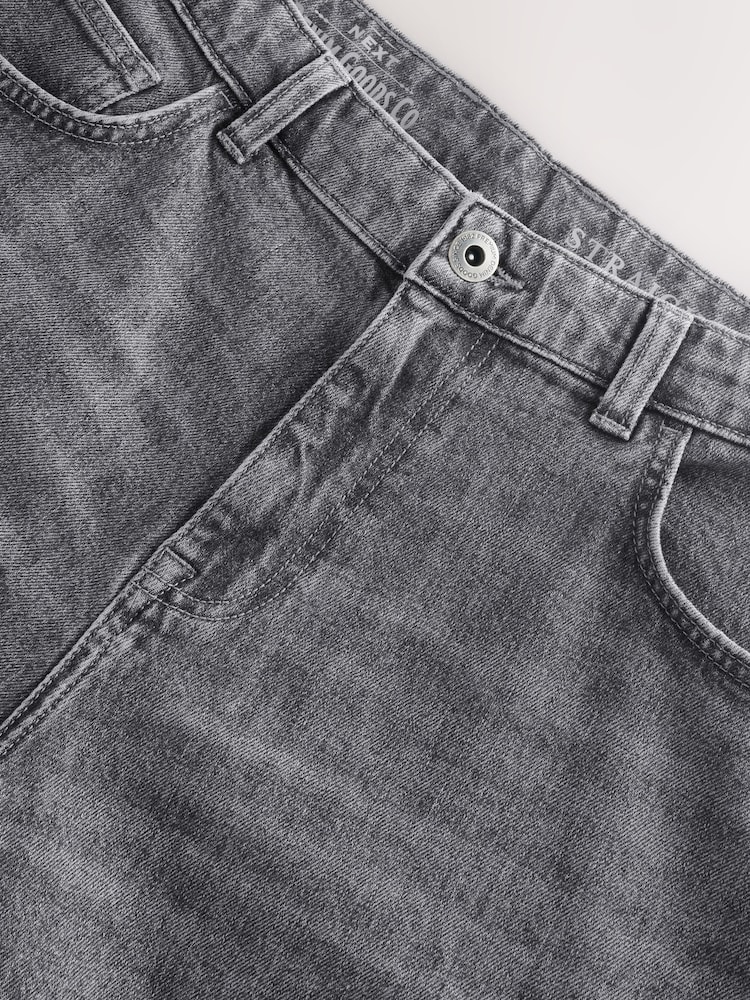 Grey Straight Fit Stretch Denim Shorts - Image 5 of 8